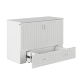AFI, Southampton Murphy Bed Chest Full with 6" Mattress, Built-in USB Charger & Storage Drawer, White AFI