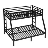 Bellemave Twin Over Full Bunk Bed for Teens, Twin Over Full Bunk Bed Frame with 2 Side Ladder and Full Length Guardrail, Easy Assemble Bunkbeds, Noise Reduced, Mattress Not Included, Black Bellemave