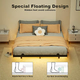 LUKIROYAL Floating Bed Frame Full Size with Smart LED Lights and Charging Station - Modern LED Bed Frame with Lights, Easy Assembly, No Box Spring Needed, Floating Beds LUKIROYAL