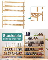 viewcare 3-Tier Long Shoe Rack, Bamboo Wood Shoe Rack for Closet, Entryway & Hallway, Stackable | Beautiful | Functional | Sturdy viewcare