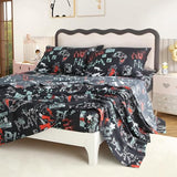 SDY 4PCS Gaming Bed Sheet Full,Super Cute Soft Game Console Bedding Sheet Sets for Boys, Girls, Kids and Toddler, Bed in a Bag with 1 Fitted Sheet+ 1 Top Flat Sheet + 2 Pillowcases SDY