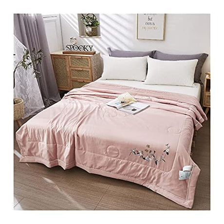 Quilt Super Soft Warm and Comfortable Quilt Summer Cotton Single Weight Bed Quilt Fiber Summer Duvet Thin Quilt Air-Conditioning Quilt Summer Cool Quilt (Color : Gray Blue Size : 150200) (Gray Powd WoodArtSupply