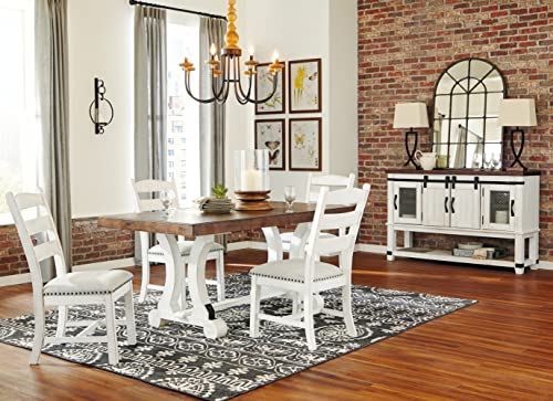 Signature Design by Ashley Valebeck Farmhouse Rectangular Extension Dining Table, Fits up to 8, White & Brown