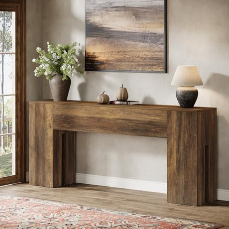 Tribesigns 71-Inch Long Console Table for Entryway, Farmhouse Sofa Console Behind Couch, Entry Table for Hallway, Foyer, Living Room, Brown Tribesigns