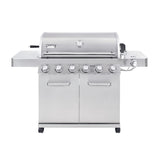 Monument Grills 77352 6-Burner Stainless Steel Cabinet Style Propane Gas Grill with Knob Controls, Side Burner, Built-In Thermometer, and Rotisserie Kit Monument Grills