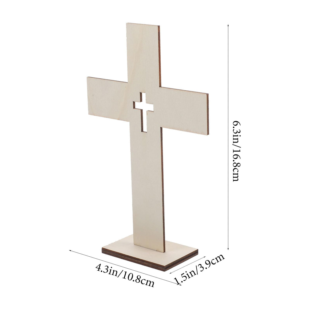 LOGOFUN 10pcs Wooden Cross Ornament Cross Art Sign with Base Churches Wood Cross With Stand Crafts for Home Wedding Church Decoration LOGOFUN