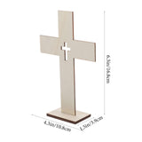 LOGOFUN 10pcs Wooden Cross Ornament Cross Art Sign with Base Churches Wood Cross With Stand Crafts for Home Wedding Church Decoration LOGOFUN