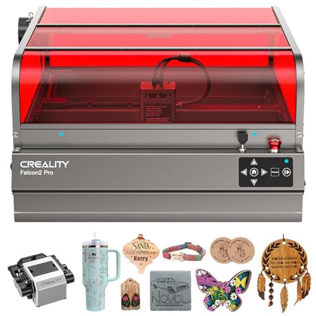 Falcon2 Pro S 40W Enclosed Laser Engraver with Air Assist, Built-in Camera, Class 1 Laser Cutter and Engraver Machine for Wood, Metal, Batch Prodcuction, Engraving Area 355 * 390mm CREALITY FALCON