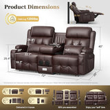 Aotolo Power Reclining Loveseat Sofa with Console, Wall Hugger RV Recliner Couch, Home Theater Seating with Heating & Massage, Bluetooth Speaker, LED Light, USB & Type-C Ports, Storage Armrests
