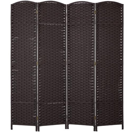 4 Panel 5.57 FT Tall Waterproof Wood Frame Room Divider - Folding Screen Room Divider with Japanese Paper Design- Partition Wall Divider & Room Partitions and Dividers (Brown, 4 Panel) RROCOSIA