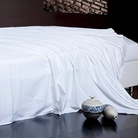 Twin Size Flat Sheet Single - 300 Thread Count 100% Egyptian Cotton Quality - Hotel Collection Flat Sheet Sold Separately - White Meicotton Bedding