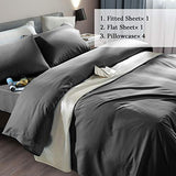 SONORO KATE Bed Sheet Set Super Soft Microfiber 1800 Thread Count Luxury Egyptian Sheets Fit 18-24 Inch Deep Pocket Mattress Wrinkle-6 Piece (Dark Grey, Queen) SONORO KATE