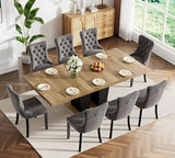 HomVent 9 Piece Extendable Dining Table Set for 8 with Chairs, 63"-78.7" 8 Person Dining Room Table Sets for 4-10 People, Wood Rectangle Farmhouse Expandable Kitchen Table Chairs Set of 8, Dinner Set HomVent