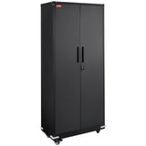 VEVOR Metal Storage Cabinet with Wheels, 75" Locking Cabinet with 2 Magnetic Doors and 4 Adjustable Shelves, 200 lbs Capacity per Shelf, Metal Cabinet with 3 Keys for Office, Garage, Home, Black VEVOR