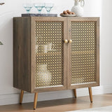EDYO LIVING 31" Rustic Sideboard Buffet Cabinet with Metal Grid Decorated, Wood Accent Storage Credenza Cabinet, Console Table for Living Room, Hallway, Dining Room, Kitchen, Rustic Oak EDYO LIVING