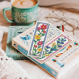 ORIGACH 6 Pcs Flower Cross Stitch Bookmark Kit for Beginner with Backing Felt Floss Instruction Sunflowers Tulip DIY Stamped Embroidery Bookmark Kit for Starter Adults Book Lovers