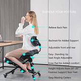 Ergonomic Kneeling Chair with Back Support and Wheels for Office, Adjustable Balance Chair for Home,Black SITSEATSEE