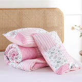 YIKUSH Full Comforter Set - Pink Spring Floral Comforter Full Size Patchwork Flower Cozy Bedding Set 3 Pieces for All Season, Cute Pattern 1 Comforter (79"x90") and 2 Pillow Shams (20"x26") YIKUSH