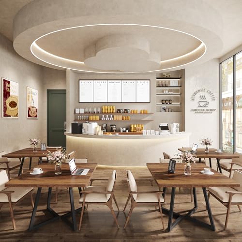 Tribesigns Square Dining Table Set of 2, 31.5" Industrial Dinner Table with Metal Base, Wood Kitchen Table for Dining Room, Small Space, Apartment, Rustic Brown & Black Tribesigns