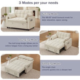 Portaforta Sleeper Sofa with Pull Out Couch Bed, 48" Convertible Pull-Out Sofa Bed Chair, 3-in-1 Futon Couch with Reclining Backrest and Side Pockets for Living Room Bedroom Apartment, Beige Portaforta