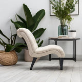 Yongqiang Accent Chair for Bedroom Living Room Chairs Tufted Upholstered Lounge Chair with Wood Legs Linen Fabric Yongqiang