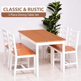 HOMCOM Dining Table Set for 4, 5 Piece Modern Kitchen Table and Chairs, Wood Dining Room Set for Small Spaces, Breakfast Nook, White HOMCOM