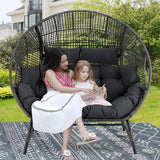 NICESOUL® Double Egg Chair Indoor Outdoor Stationary Oversized Thicken Padded Cushions,2 Person Egg Loveseat Chair,680 lbs Extra Large Lounge Chair for Patio Balcony Porch Backyard Gray NICESOUL