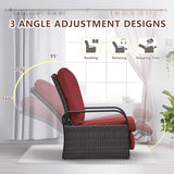 ATR ART TO REAL Outdoor Recliner, Outdoor Resin Wicker Patio Recliner Chair with 5.5'' Cushions, Patio Furniture Auto Adjustable Rattan Sofa, UV/Fade/Water/Sweat/Rust Protected, Easy to Assemble (Red)