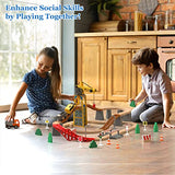 Giant bean Tower Crane Wooden Train Set, 72pcs Toy Battery Operated Train Track for Boys and Girls 3-7, Fit Thomas The Train, Brio, Melissa & Doug Giant bean