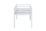 LINKHOO Twin Size Wooden Low Loft Bed with Guardrail and Ladder for Kids, Boys and Girls, No Box Spring Needed, White LINKHOO