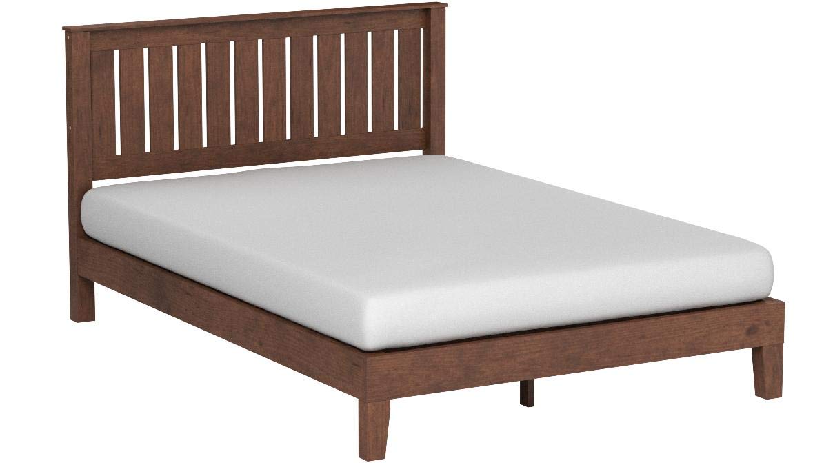 Vivek Deluxe Solid Wood Platform Bed Frame with Headboard in Antique Espresso Zinus