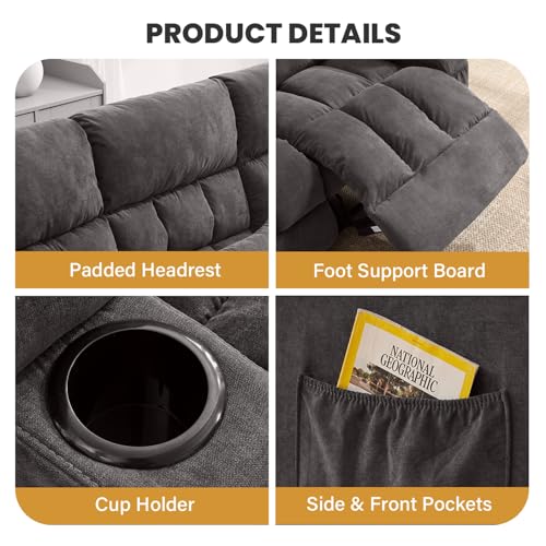 BOSMILLER Reclining Loveseat with Cup Holders for Living Room 2 Seat Manual Loveseat Recliner with Side Pocket
