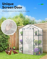 Quictent 56x29x77 in Portable Walk-in Greenhouse Mesh Door 3 Tiers 4 Shelves, Garden Plant Green House for Indoor Outdoor , 8 Stakes 4 Ropes, Clear Quictent
