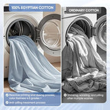 TWK 1200 TC 100% Egyptian Long-Staple Cotton Bedding Sheets Set, Luxury Hotel Style Deep Pocket with Elastic Reinforced Seams Sheet Set, Soft & Comfy Natural Sheets (French Blue, Full) TWK