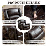 CANMOV Rocker Recliner Chair, Leather Recliner Chair with Overstuffed Backrest and Armrests, Manual Single Sofa for Living Room,Bedroom, Dark Brown