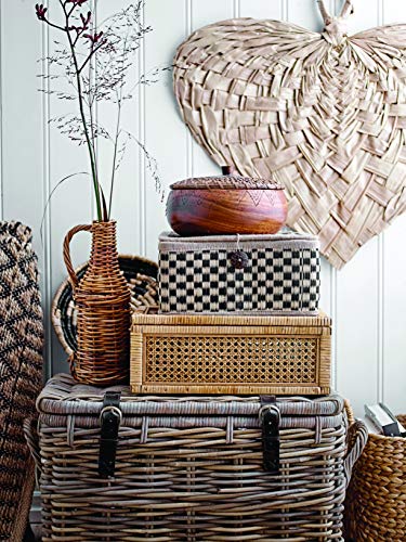 Creative Co-Op Modern Decorative Rectangle Woven Rattan and Wood Display Boxes with Glass Top, Set of 2 Sizes, Natural Finish Creative Co-Op