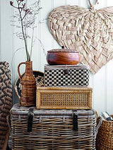 Creative Co-Op Modern Decorative Rectangle Woven Rattan and Wood Display Boxes with Glass Top, Set of 2 Sizes, Natural Finish Creative Co-Op