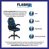 Flash Furniture X10 High-Back LeatherSoft Racing Style Gaming Chair with Flip-Up Arms, Ergonomic Padded Swivel Computer Chair, Blue/Black Flash Furniture