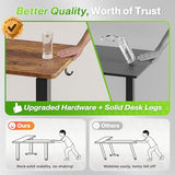 Huuger L Shaped Standing Desk with Power Outlets, 63 x 55 Inch Height Adjustable Computer Desk for Bedroom, Corner Stand up Desk for Home and Office, Work and Study, Rustic Brown Huuger