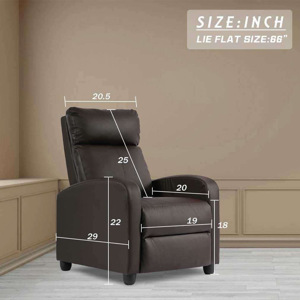 BestMassage | Recliner Chair | with 2 Point Massage Function | Pu Brown | with Lumbar Support, Adjustable Push Back, Footrest & Padded Seat | Easy Assembly | for Living Room, Home Theatre BestMassage