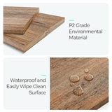 LINSY HOME Farmhouse Coffee Table with Storage, Wood Coffee Table for Living Room, Open Display Area and Storage Drawers with Metal Handles, Chic Style with Curved Base. Brown LINSY HOME