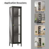 VCGGAIP Metal Display Cabinet with Glass Doors,4-Tier Curio Cabinet with Adjustable Shelves,21 DIY Color Lights Display Cases for Collectibles Figure VCGGAIP