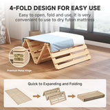 DoCred Solid Pine Wood Foldable Slatted Bed, Japanese Floor Bed Frame Moisture-Proof, Beds Plate for Japanese Floor Futon Mattress, Guest Tatami Mat, Floor Sleep Bedding,Twin DoCred