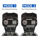 iCrimp PEX Clamp Tool Kit for 3/8-in, 1/2-in, 3/4-in, 1-in PEX Clamp Cinch & Removal, c/w 1/2''(20 Pack) and 3/4''(10 Pack) PEX Clamp Rings, PEX Tubing Cutter iCRIMP