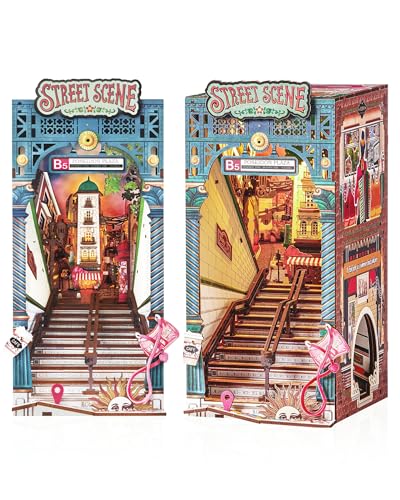 Rolife Book Nook Kits DIY 3D Wooden Puzzle for Adults 10" Subway Urban Street Scene Decorative Bookends Bookshelf Insert Decor Creative Chirstmas Thanks Giving Gift for Men Women