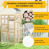 COZIWOW Catio Outdoor Cat Enclosure Window Access, Wooden Cat House Shelter, Kitty Cage with Hammock for Patio Indoor (Wood) COZIWOW