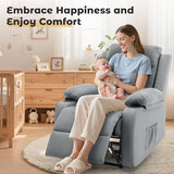 Korser Recliner Chair for Adults, Small Recliners for Small Spaces, Nursery Recliner with Adjustable Backrest, Manual Recliner with Cup Holders and Side Pockets, Chair for Living Room, Lightgrey