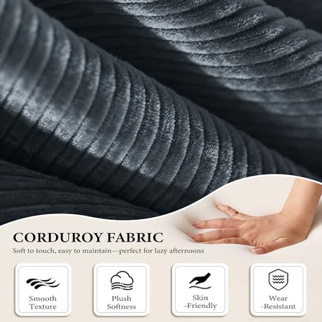 AUGOP Boneless Couch Folding Couches for Living Room Sofa, Futon Sofa Bed with Sleeper Sofa, Futon Couch with Fixed-Shape Oversized Corduroy Upholstered (Dark Gray, 81 Inches) AUGOP
