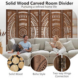 Aletheiawu Room Divider Panel, 6 Panel Boho Room Divider Wall, Wood Room Dividers and Folding Privacy Screens, Boho Room Partitions and Dividers for Bedroom, Dark Brown Aletheiawu