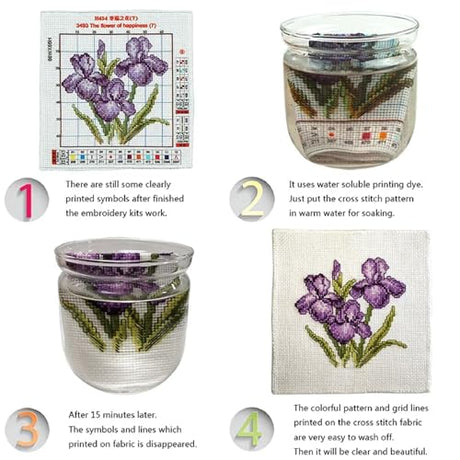 Magxvouy Cross Stitch Kits Stamped Full Range of Embroidery Kits,Cross Stitch Patterns Needlework Kits for Beginners 11CT Printed Kits&Colorful Flowers 18x18 inchs Magxvouy